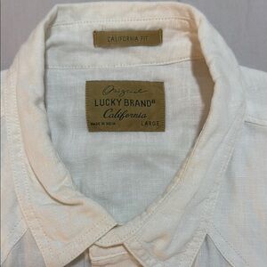 Lucky Brand California Fit White Cotton Linen Shirt L